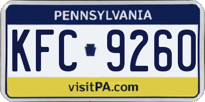 PA license plate KFC9260