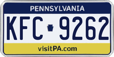 PA license plate KFC9262