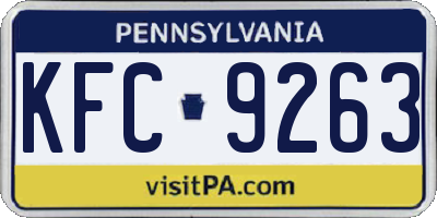 PA license plate KFC9263