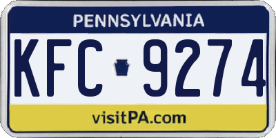 PA license plate KFC9274