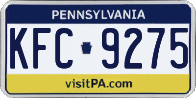 PA license plate KFC9275