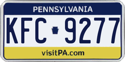 PA license plate KFC9277