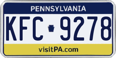 PA license plate KFC9278