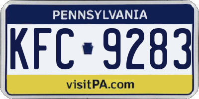 PA license plate KFC9283