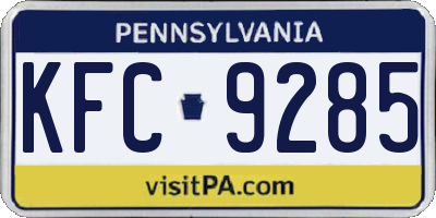 PA license plate KFC9285