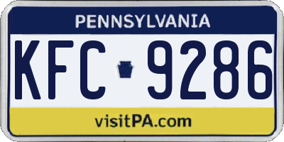PA license plate KFC9286