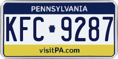 PA license plate KFC9287