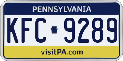 PA license plate KFC9289