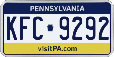 PA license plate KFC9292