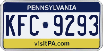PA license plate KFC9293