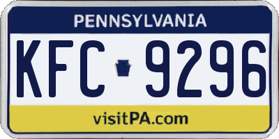 PA license plate KFC9296