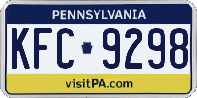 PA license plate KFC9298