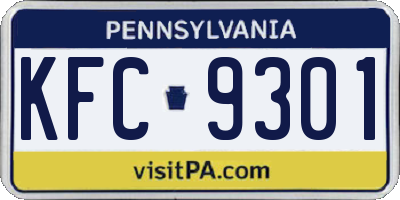 PA license plate KFC9301