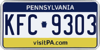 PA license plate KFC9303