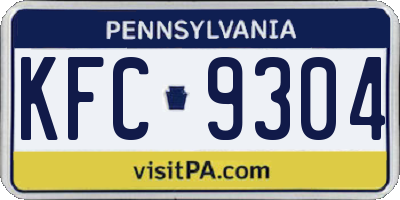 PA license plate KFC9304