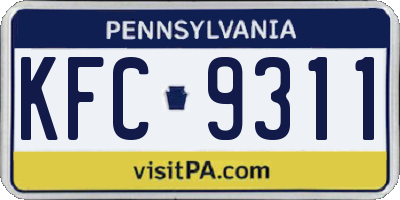 PA license plate KFC9311