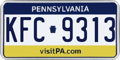 PA license plate KFC9313