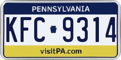 PA license plate KFC9314