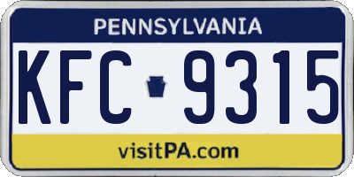 PA license plate KFC9315