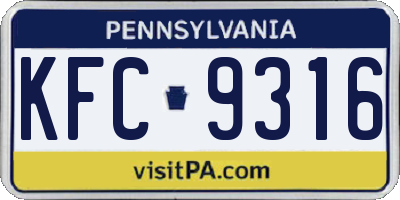 PA license plate KFC9316
