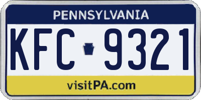 PA license plate KFC9321