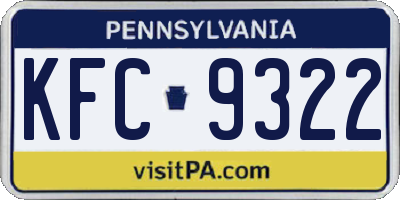 PA license plate KFC9322
