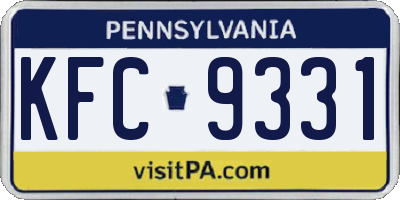 PA license plate KFC9331