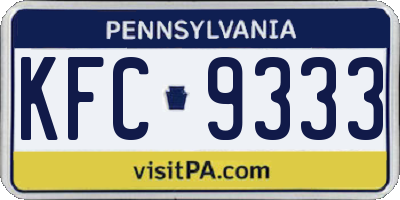 PA license plate KFC9333