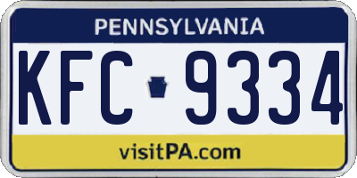 PA license plate KFC9334