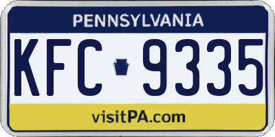 PA license plate KFC9335