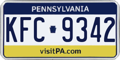 PA license plate KFC9342