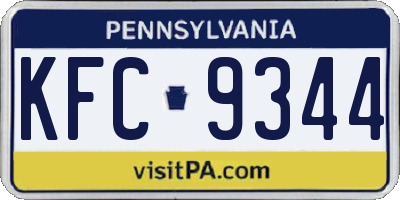 PA license plate KFC9344