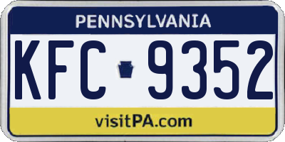 PA license plate KFC9352