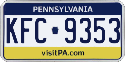 PA license plate KFC9353