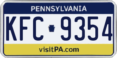 PA license plate KFC9354