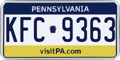 PA license plate KFC9363
