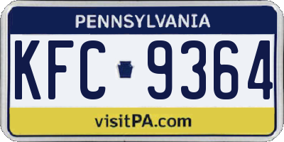 PA license plate KFC9364