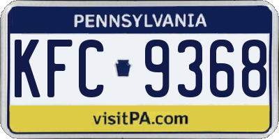 PA license plate KFC9368