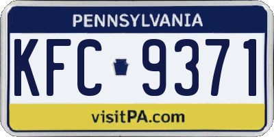 PA license plate KFC9371