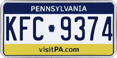 PA license plate KFC9374