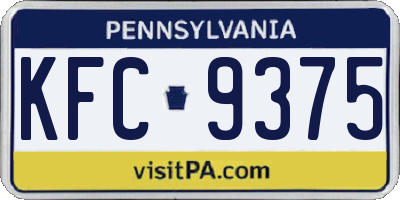 PA license plate KFC9375