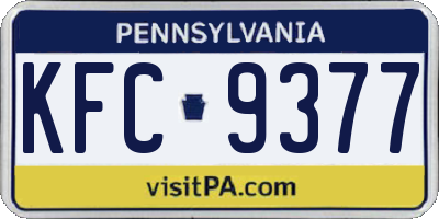 PA license plate KFC9377