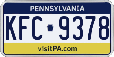 PA license plate KFC9378