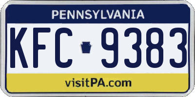 PA license plate KFC9383
