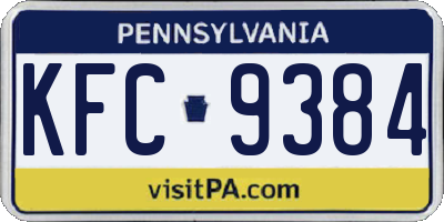 PA license plate KFC9384
