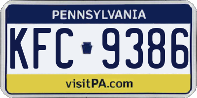 PA license plate KFC9386
