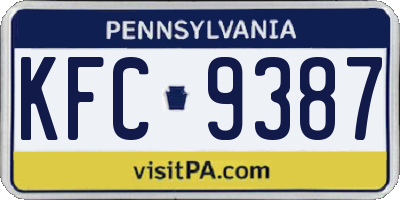 PA license plate KFC9387