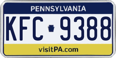 PA license plate KFC9388