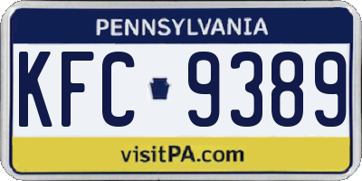 PA license plate KFC9389