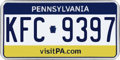 PA license plate KFC9397